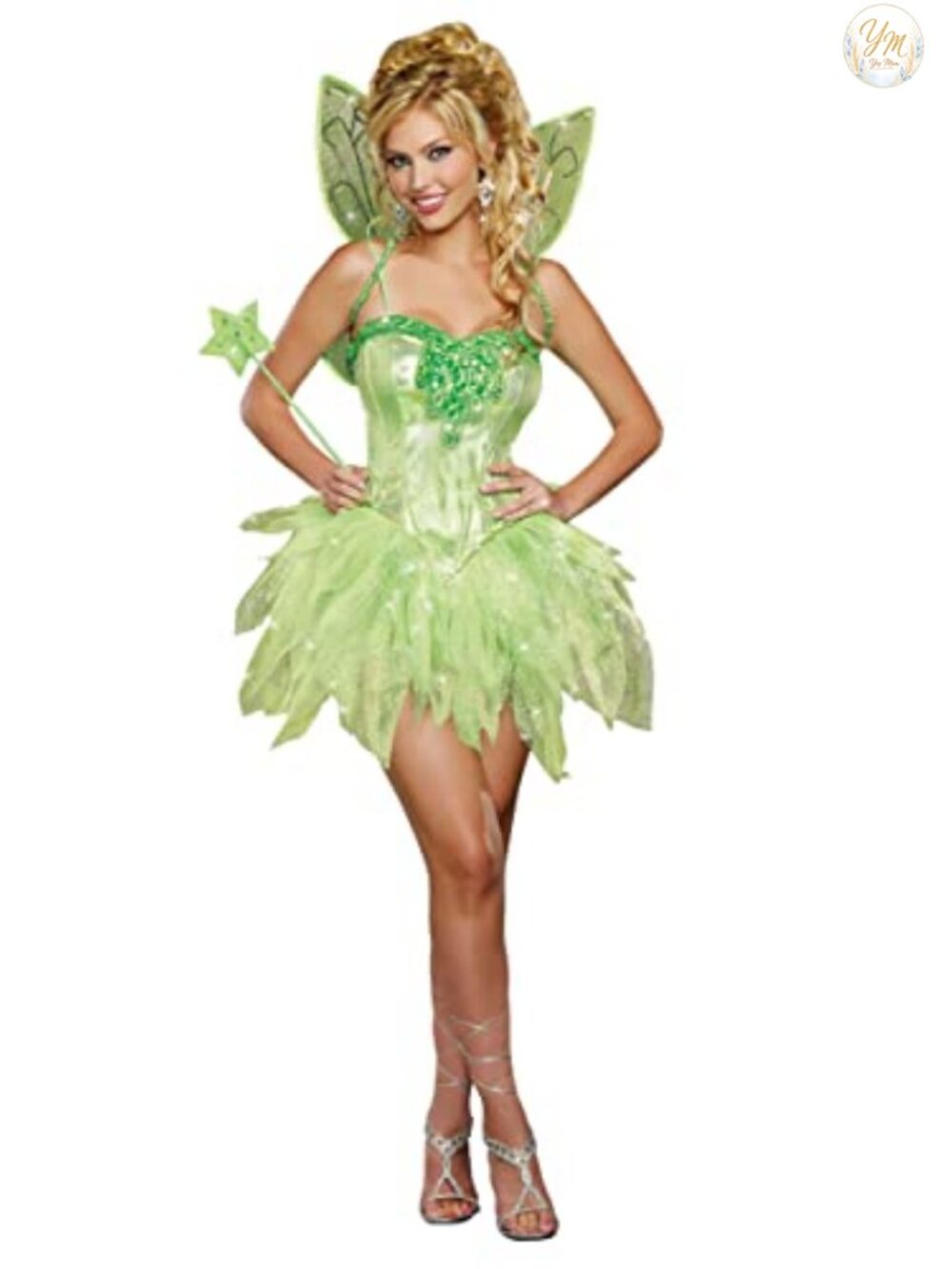 Fairy Costume Dress Wings Wand Holographic Tutu Cosplay